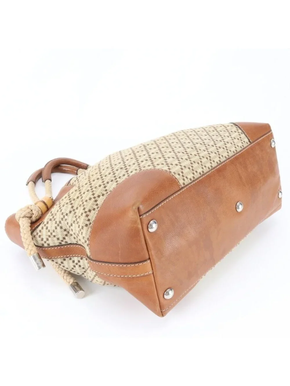 Gucci Diamante Maui Leather Canvas Tote Shoulder